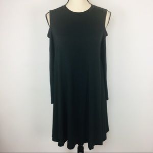 TOPSHOP black t-shirt dress with cold shoulder